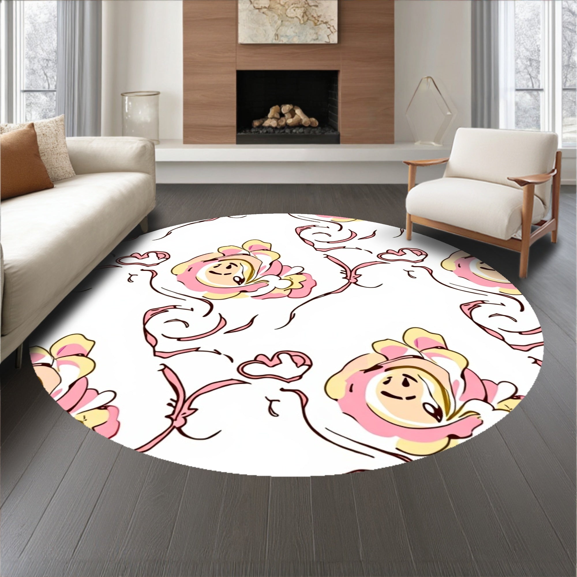 Charming Petal Dance Accent with Festive Florals(Pink)