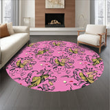 Autumnal Fantasy Grove with Spotted Patterned Foliage and Playful Wildlife(Pink)