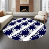Retro Checkerboard with Abstract Crosshatch (Blue)