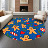 Winter Wonderland Gingerbread Man Mosaic with Peppermint Hearts and Pine Accents(Blue)