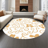 Paw Trail Mosaic with Subtle Paws and Flowing Motifs (Beige)