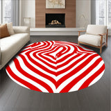 Peppermint Swirl Half Moon Doormat with Festive Striped Design(Red)