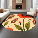 Harvest Season Poppy Meadow with Autumn Florals(Beige)