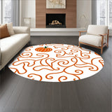 Autumn Pumpkin Vine Scroll Motif with Traditional Harvest Theme(Orange)