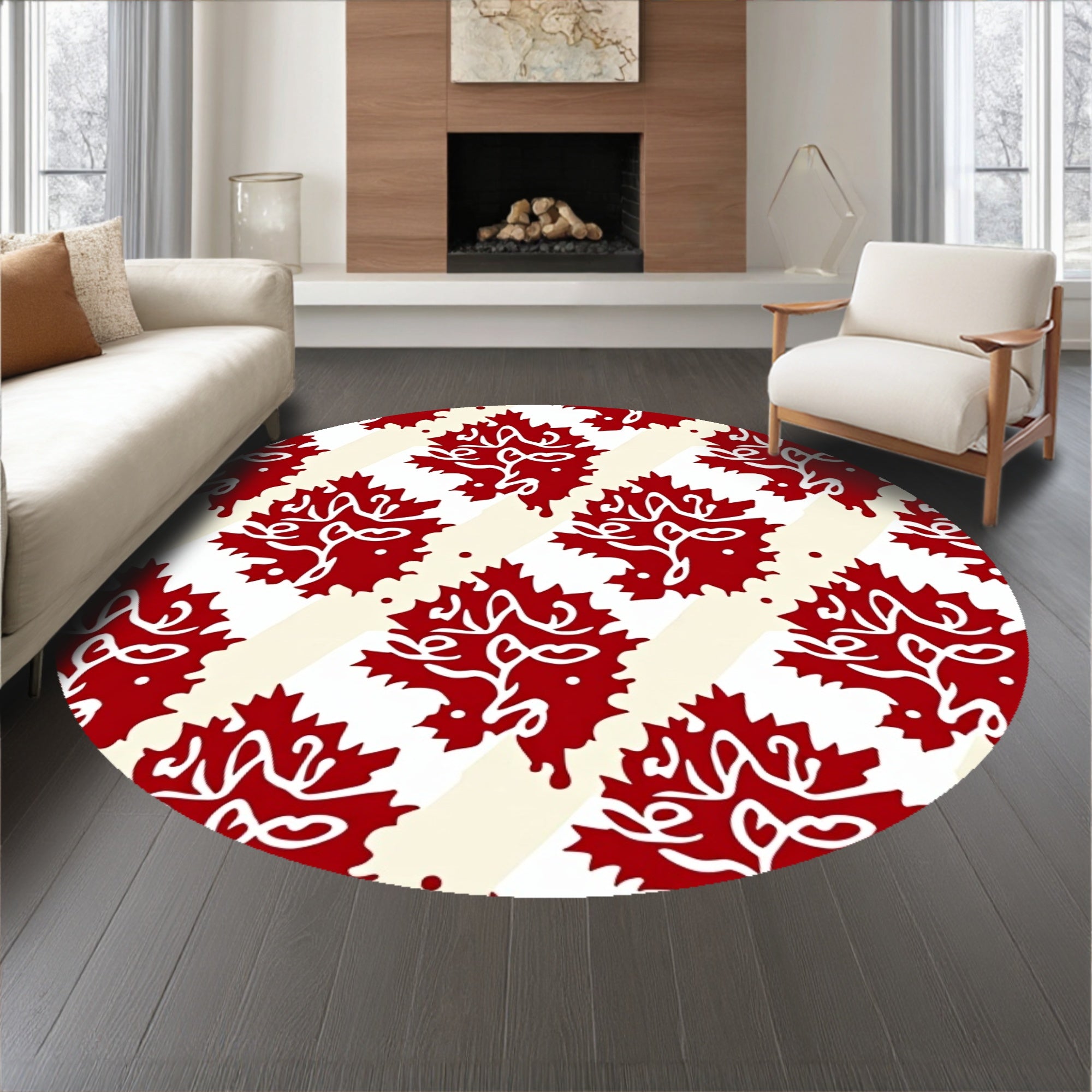 Cane Swirl with Holly Leaf Motif and Festive Berry(Red)
