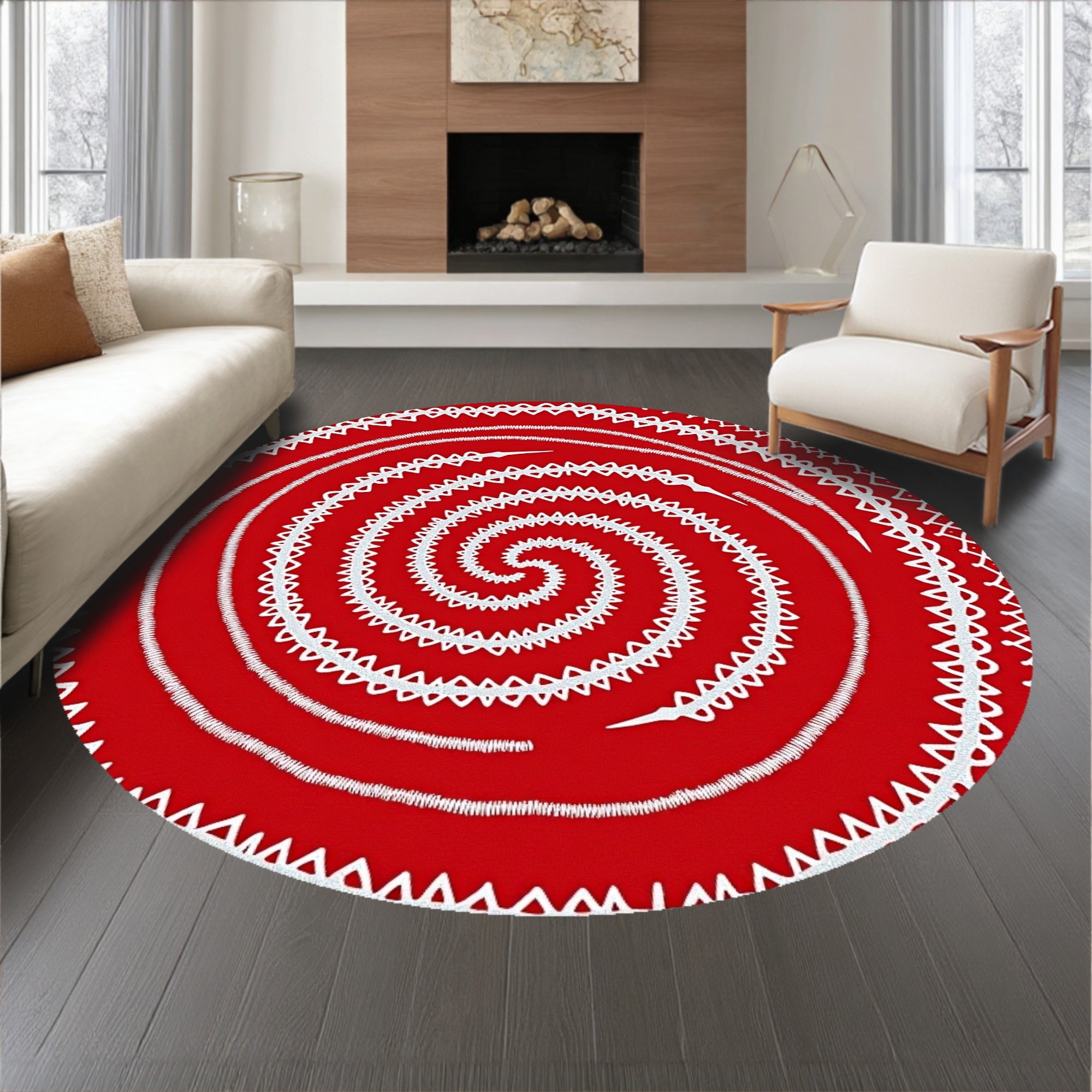 Celestial Spiral with Starlit Snowflake Embellishments(Red)