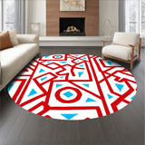 Modern Abstract Maze with Interlocking Lattice and Poppy Highlights(Red)