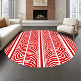 Cane Stripe Swirl Motif Decorative Floor Covering(Red)