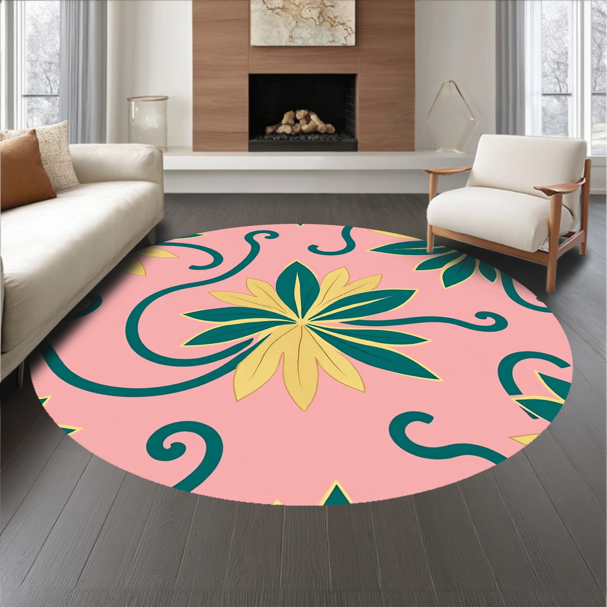 Modern Floral Burst Featuring Abstract Botanical Petals and Art Touches(Pink)