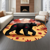 Autumn Wandering Bruin Woodland Trail Decorative Floor Covering(Red)