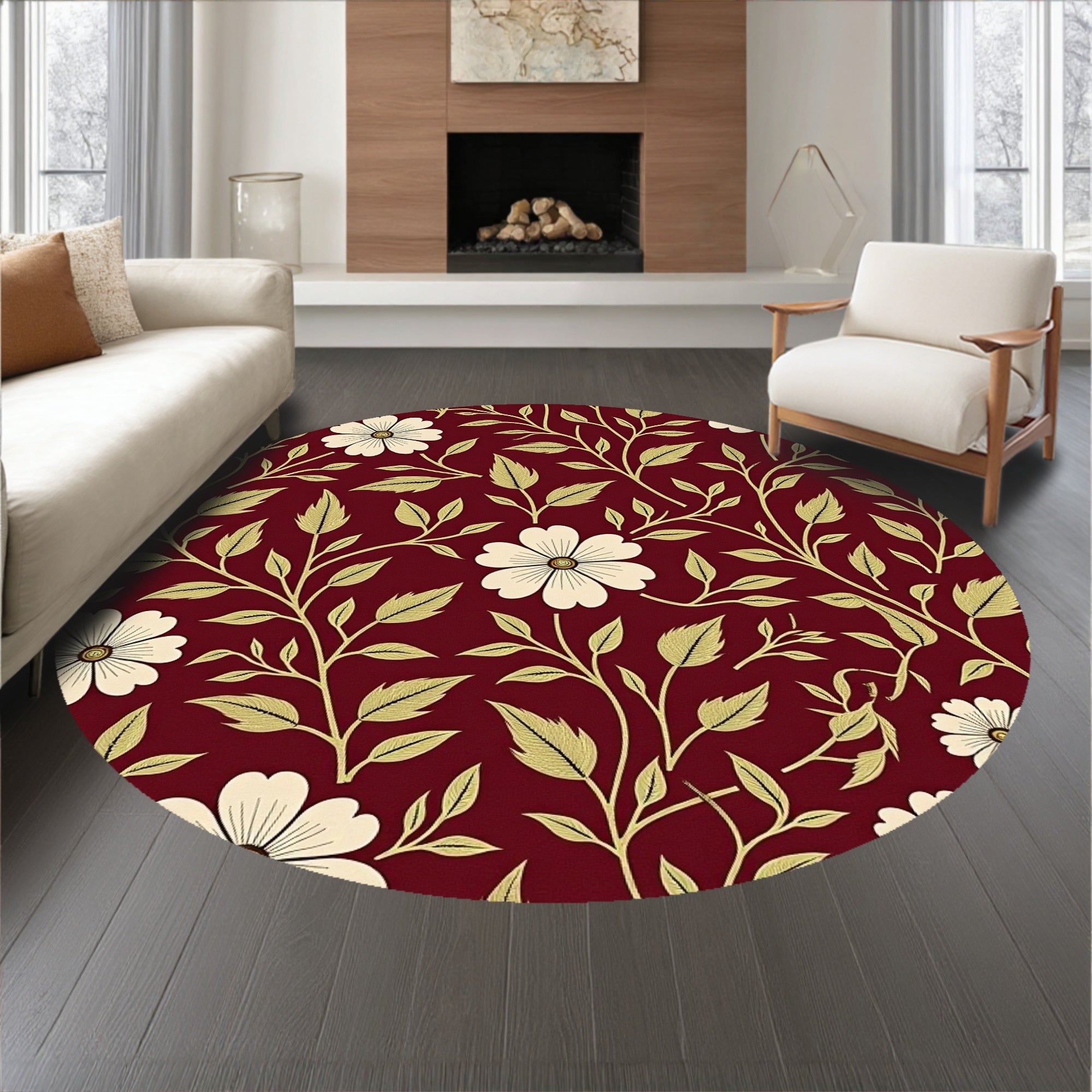 Classic Floral Vine with Botanical Garden Inspiration(Burgundy)