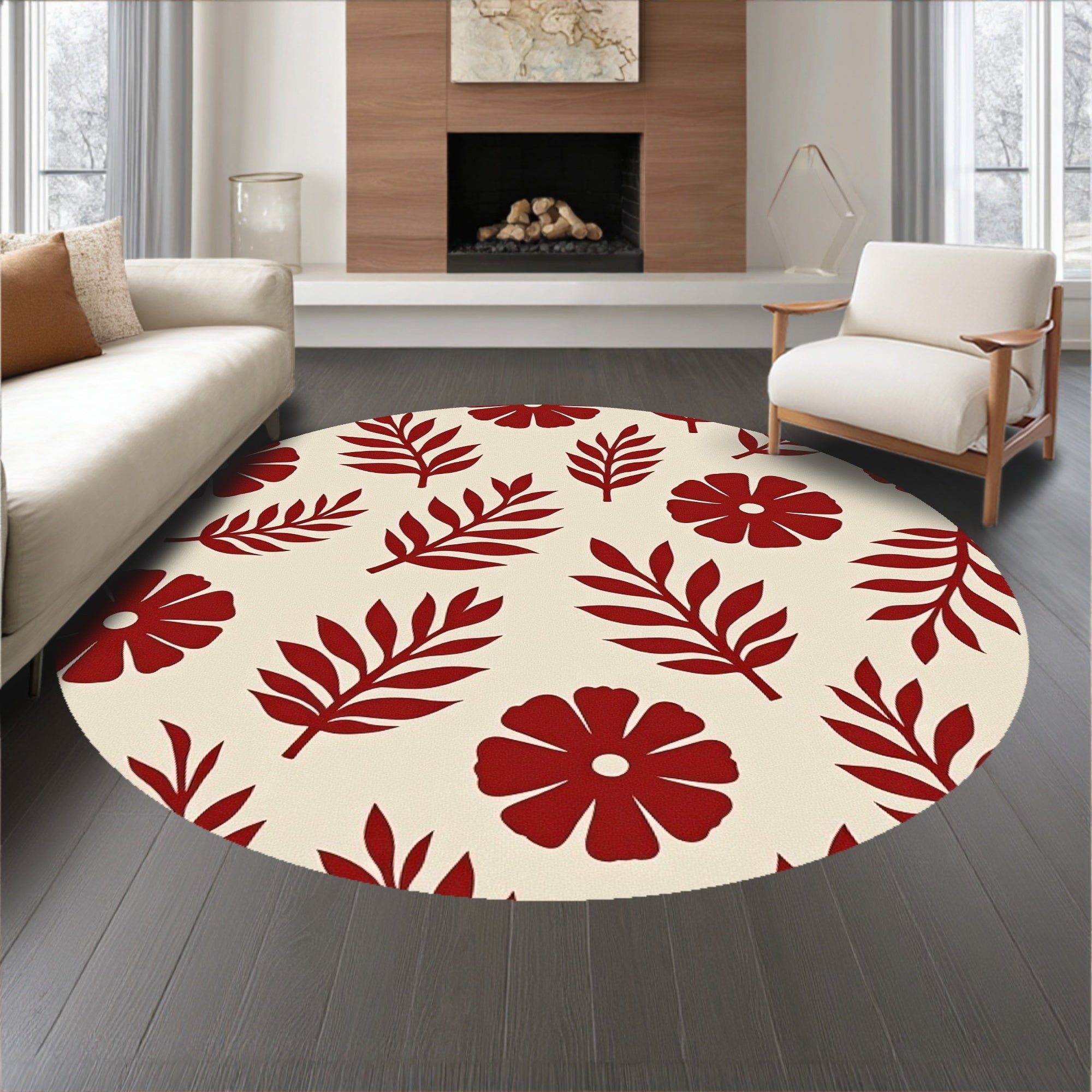 Abstract Botanical Arrangement with Ochre and Earthy Tones(Beige)