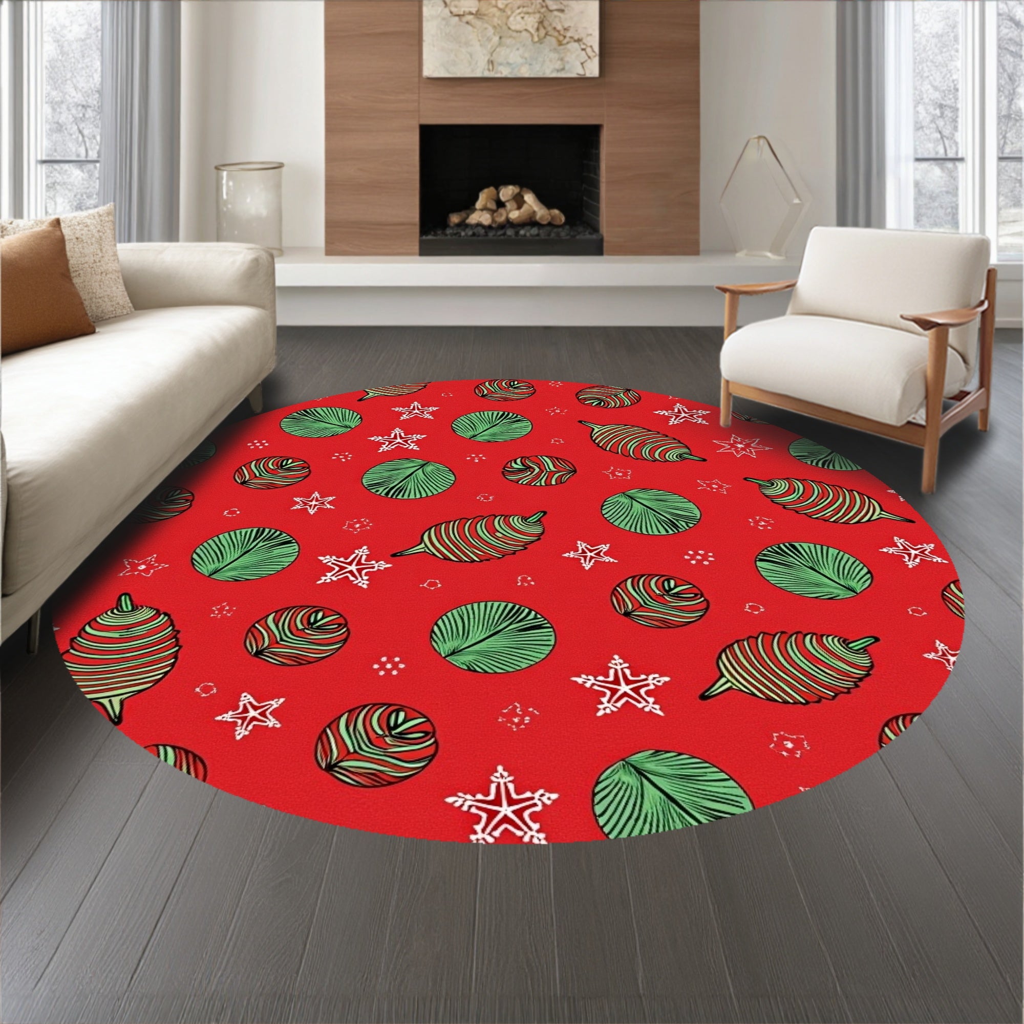 Holiday Pinecone Medley Motif with Frosted Accents(Red)