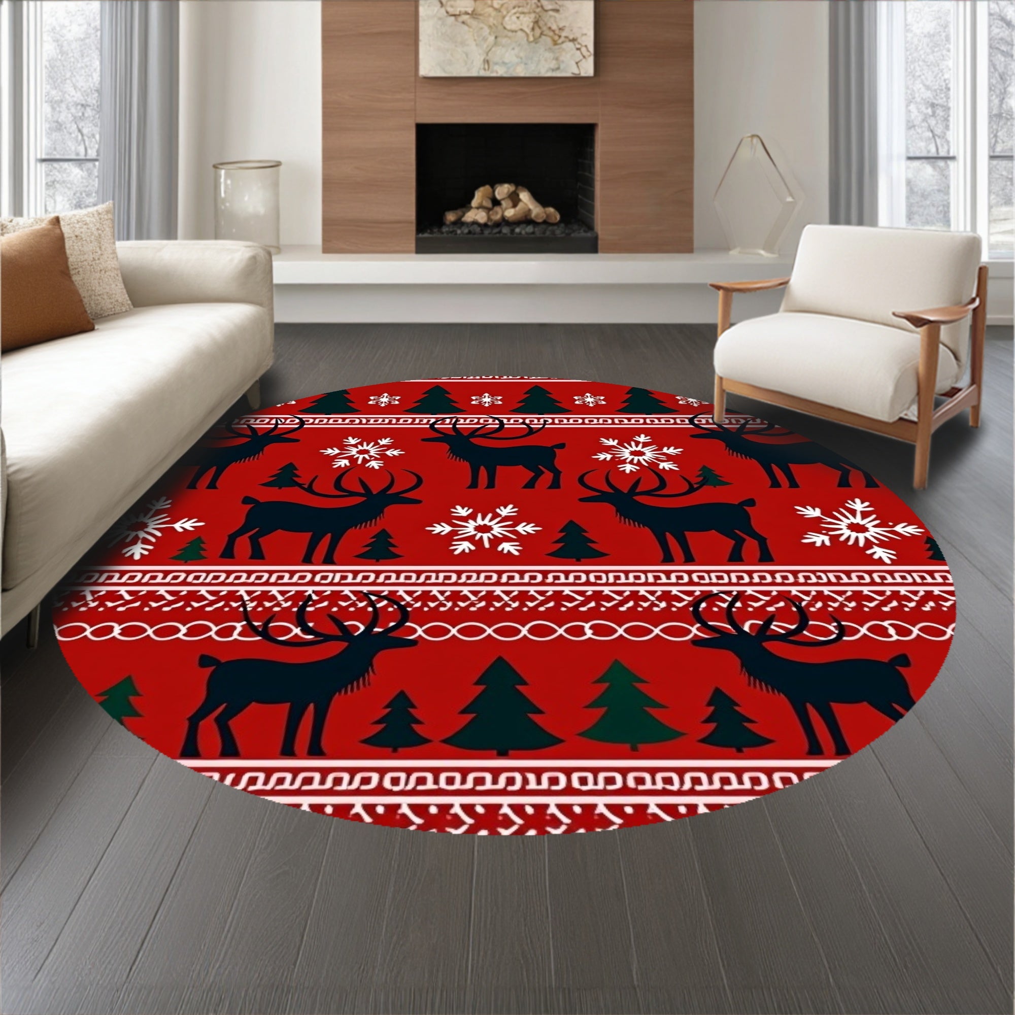 Winter Forest with Nordic Accents and Festive(Red)
