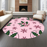 Festive Holly Wreath with Berries and Snowflake Motifs(Pink)