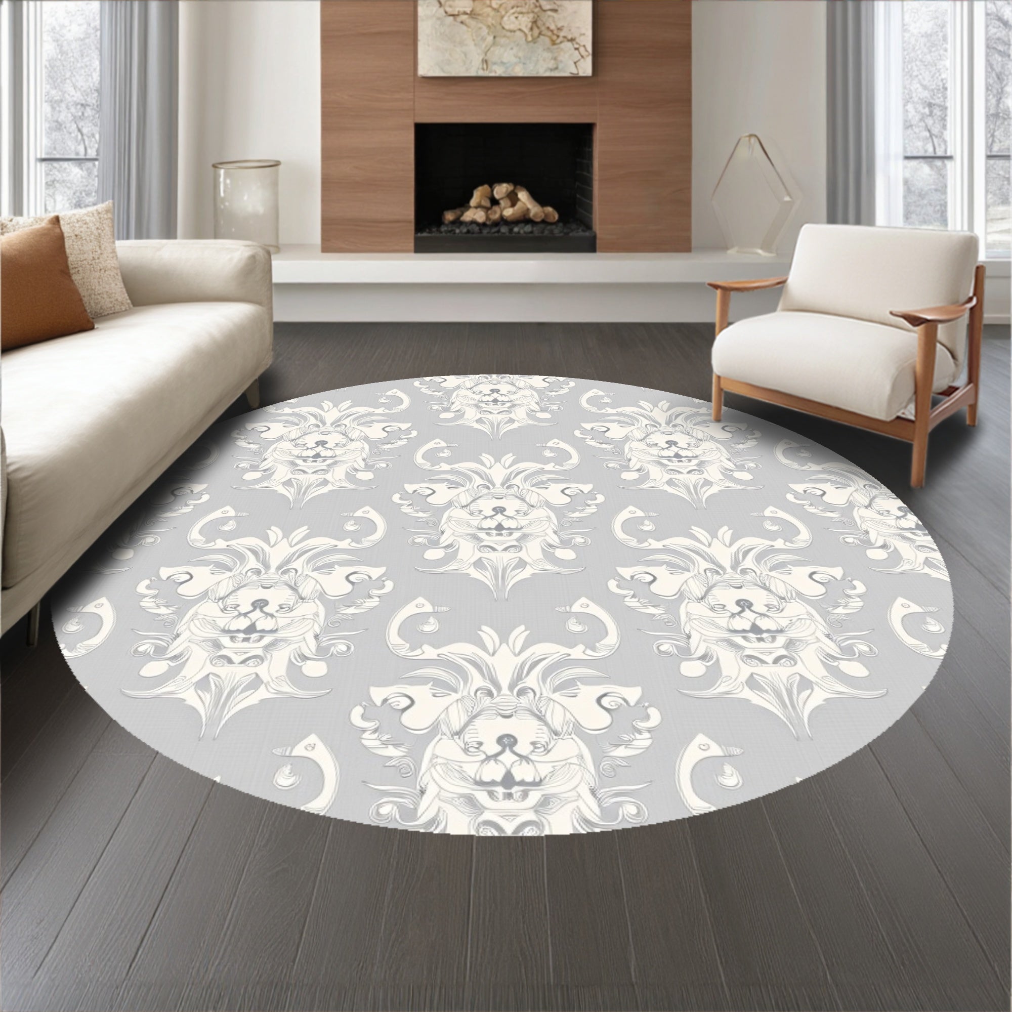 Vintage Winter Rosette with Ornamental Motifs(Gray)