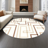 Nordic Mist Interlocking Maze Minimalist Modern Design (Brown)