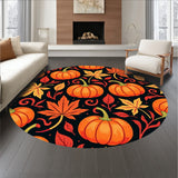 Harvest Festival Maple Foliage Pumpkin Arrangement Decorative Accent(Orange)