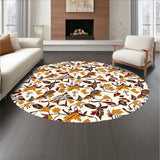 Traditional Harvest Foliage Design Stain Resistant Floor Covering(Orange)