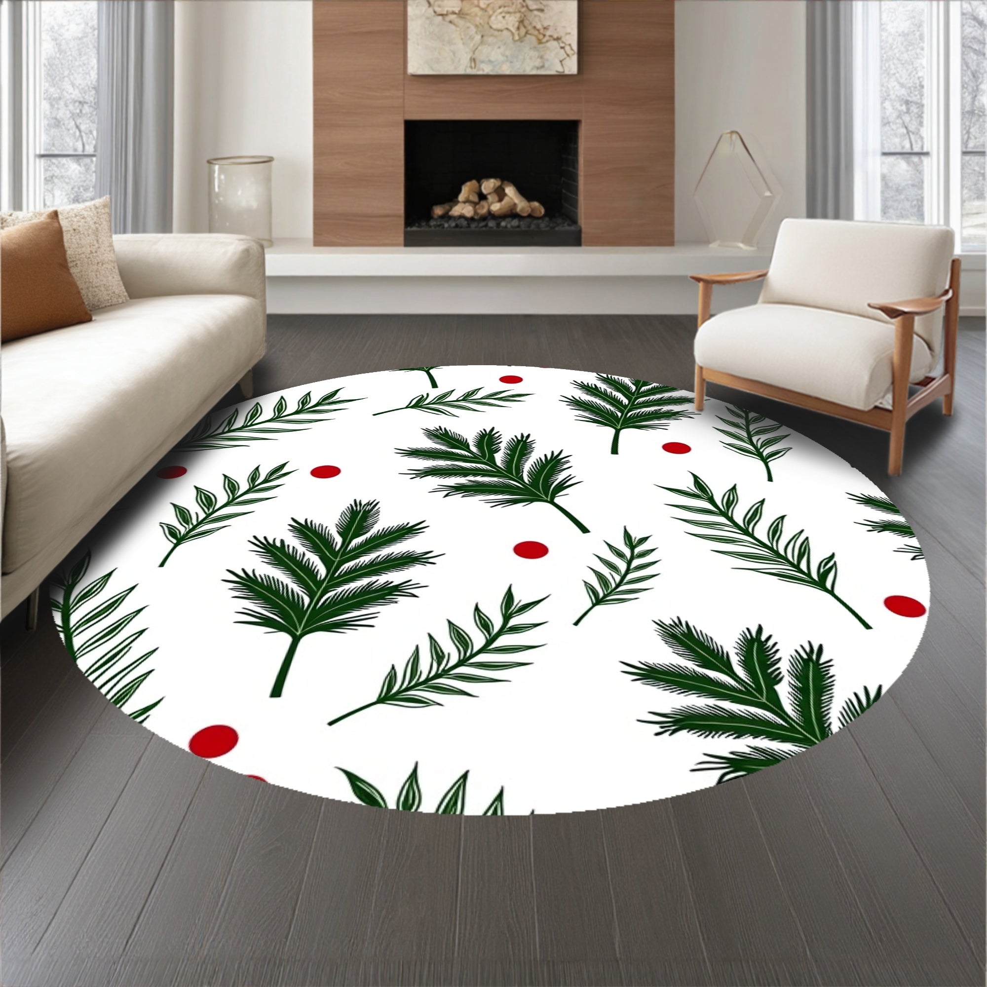 Heirloom Pinecone Bough Tapestry With Evergreen Needle Accents(Green)