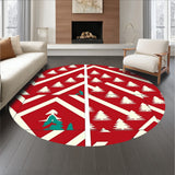 Modern Interlocking Chevron with Subtle Holiday Pine Silhouettes(Red)