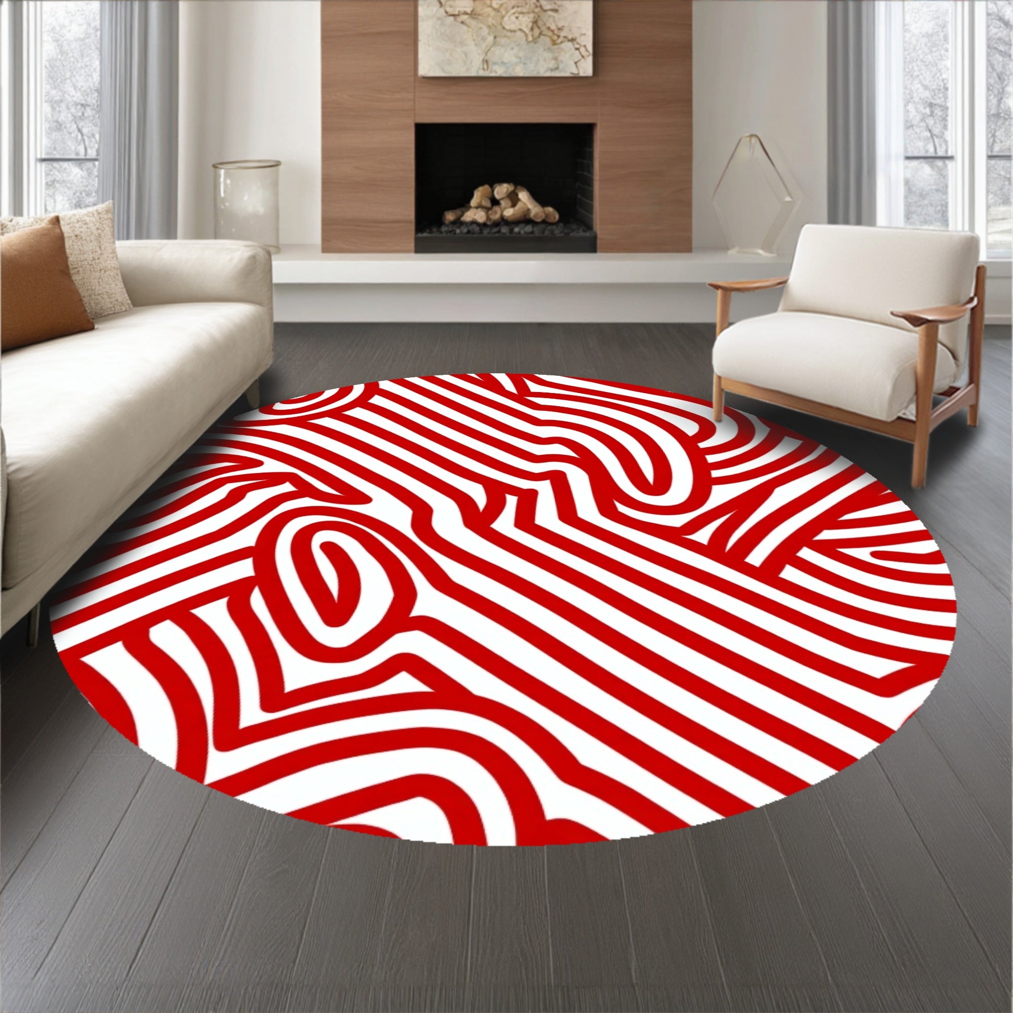 Cane Stripe with Peppermint Swirl Accents(Red)