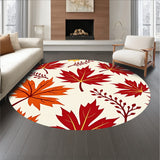 Autumn Harvest Semicircle Doormat with Golden Maple Leaves Branch Design(Red)