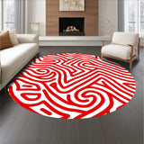 Festive Peppermint Swirl Half Moon Doormat Holiday Stripe Design(Red)