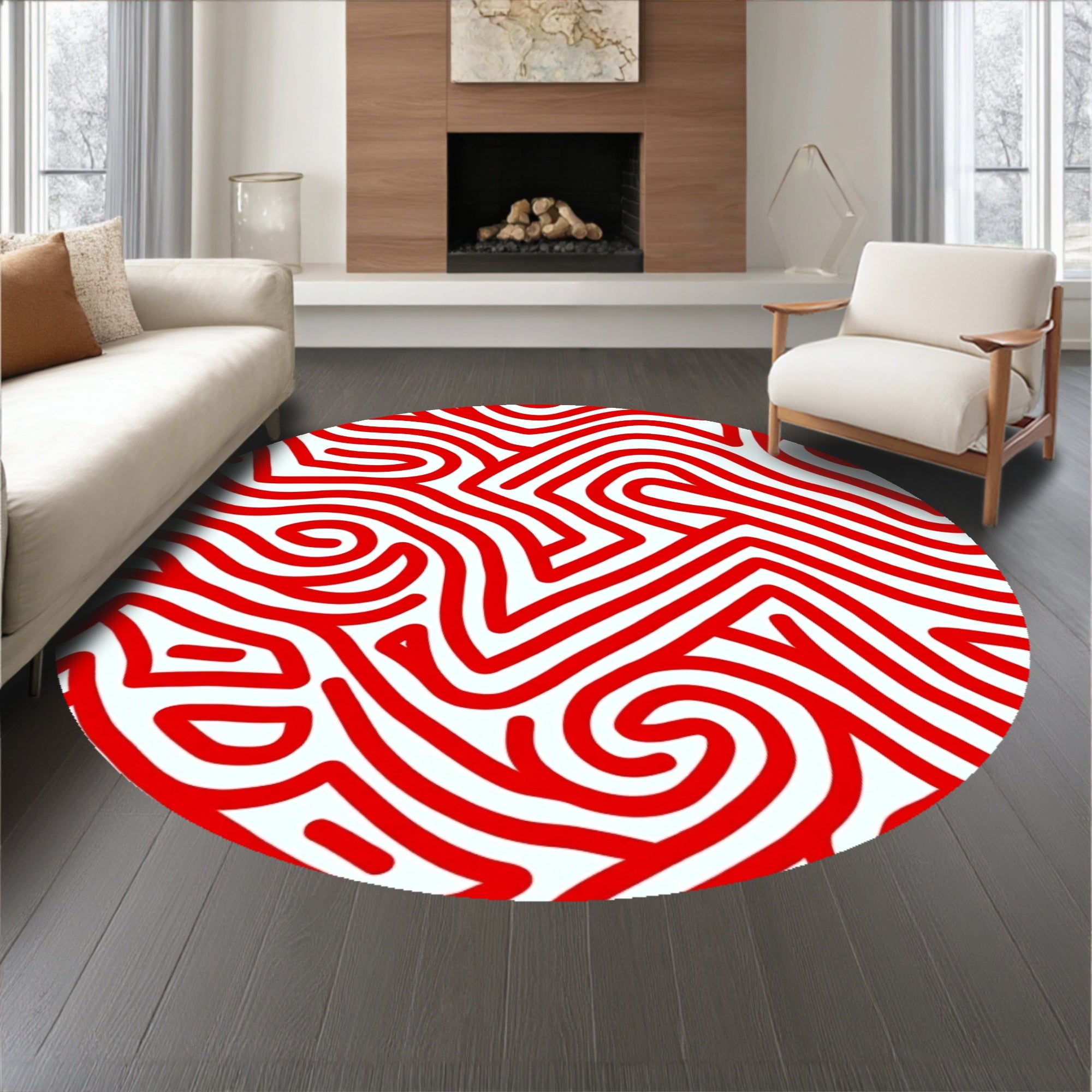 Festive Peppermint Swirl Half Moon Doormat Holiday Stripe Design(Red)