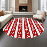 Sweet Cane Striped Floor Collection Winter Confectionery Design(Red)