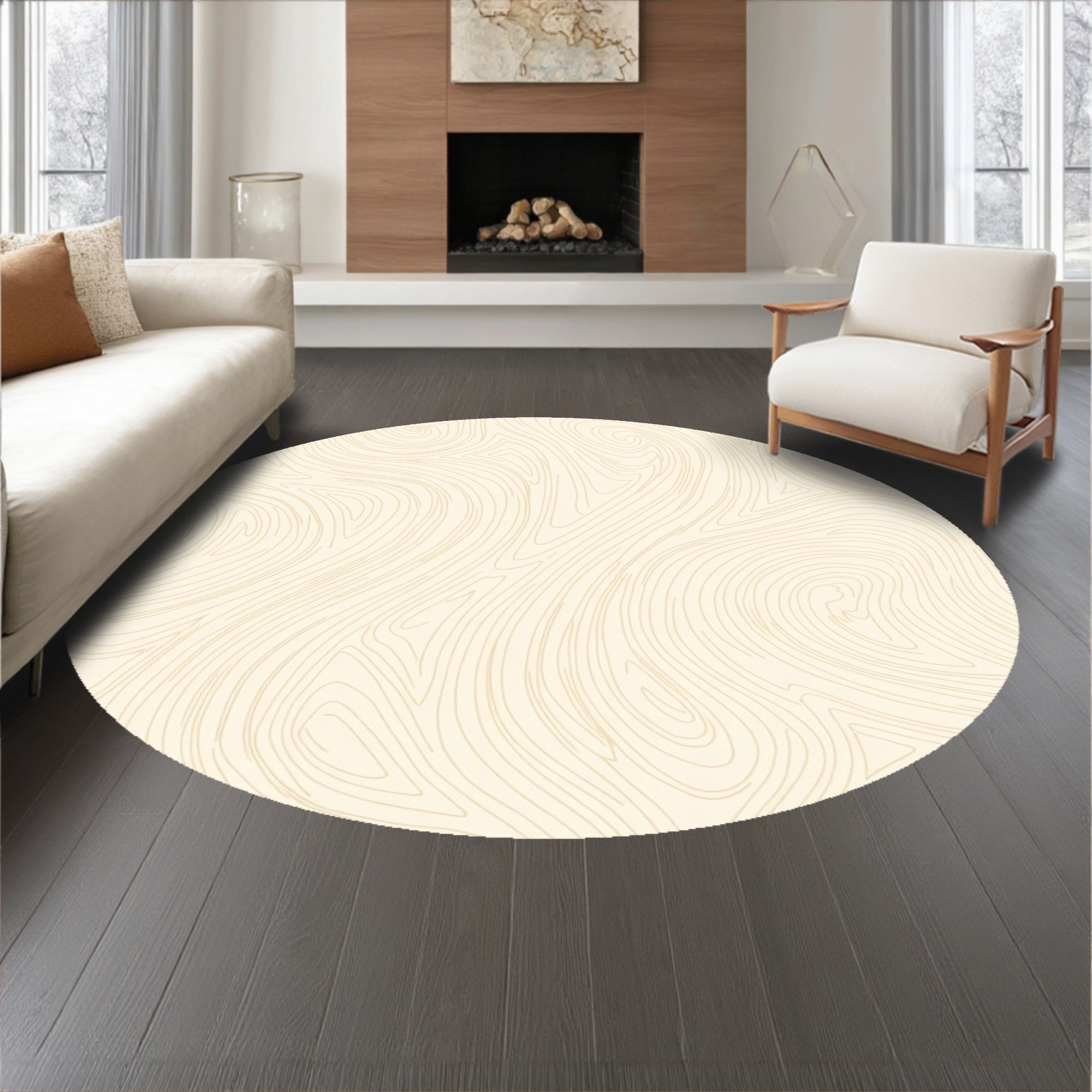 Whisper Calm Ripple Wave Enchanting Spiral Mystic Journey (Beige) - ODIKA