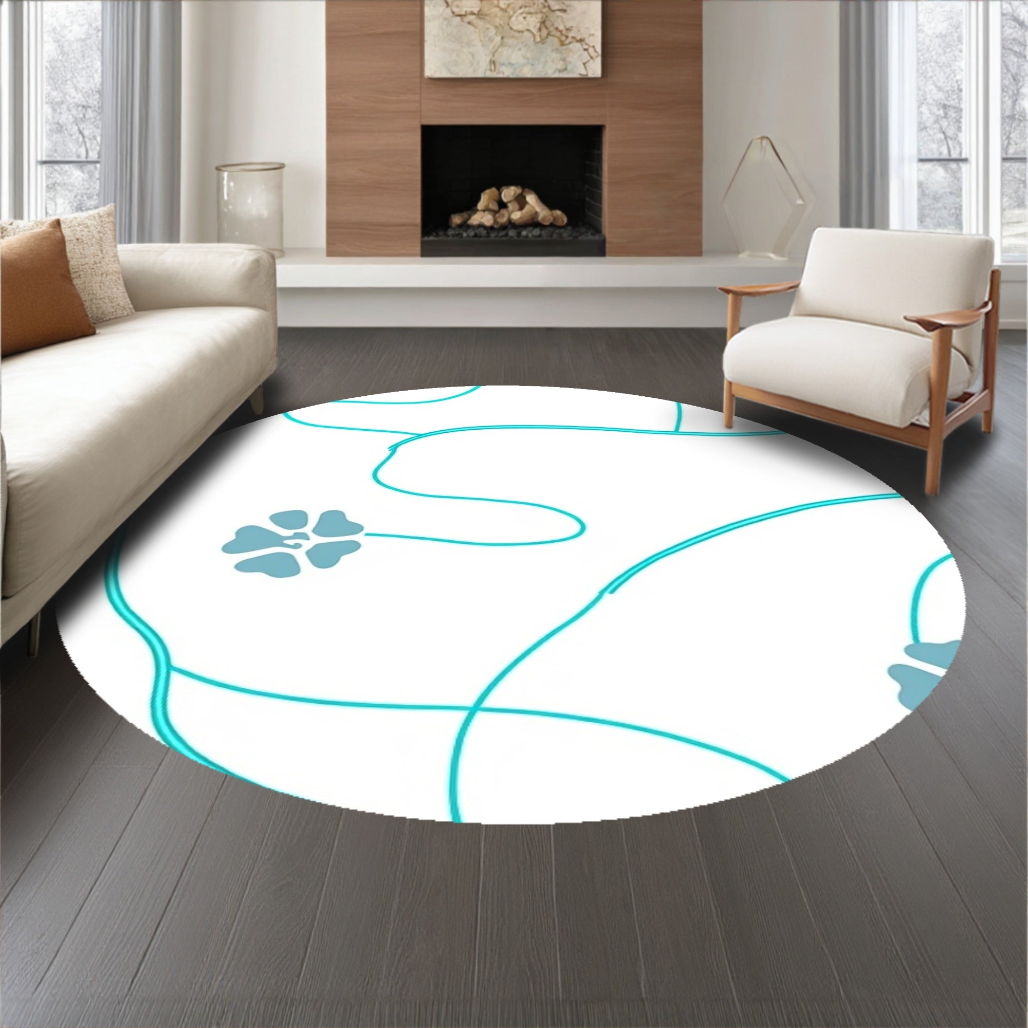 Minimalist Paw Print Trail with Sequential Light Path(Blue)