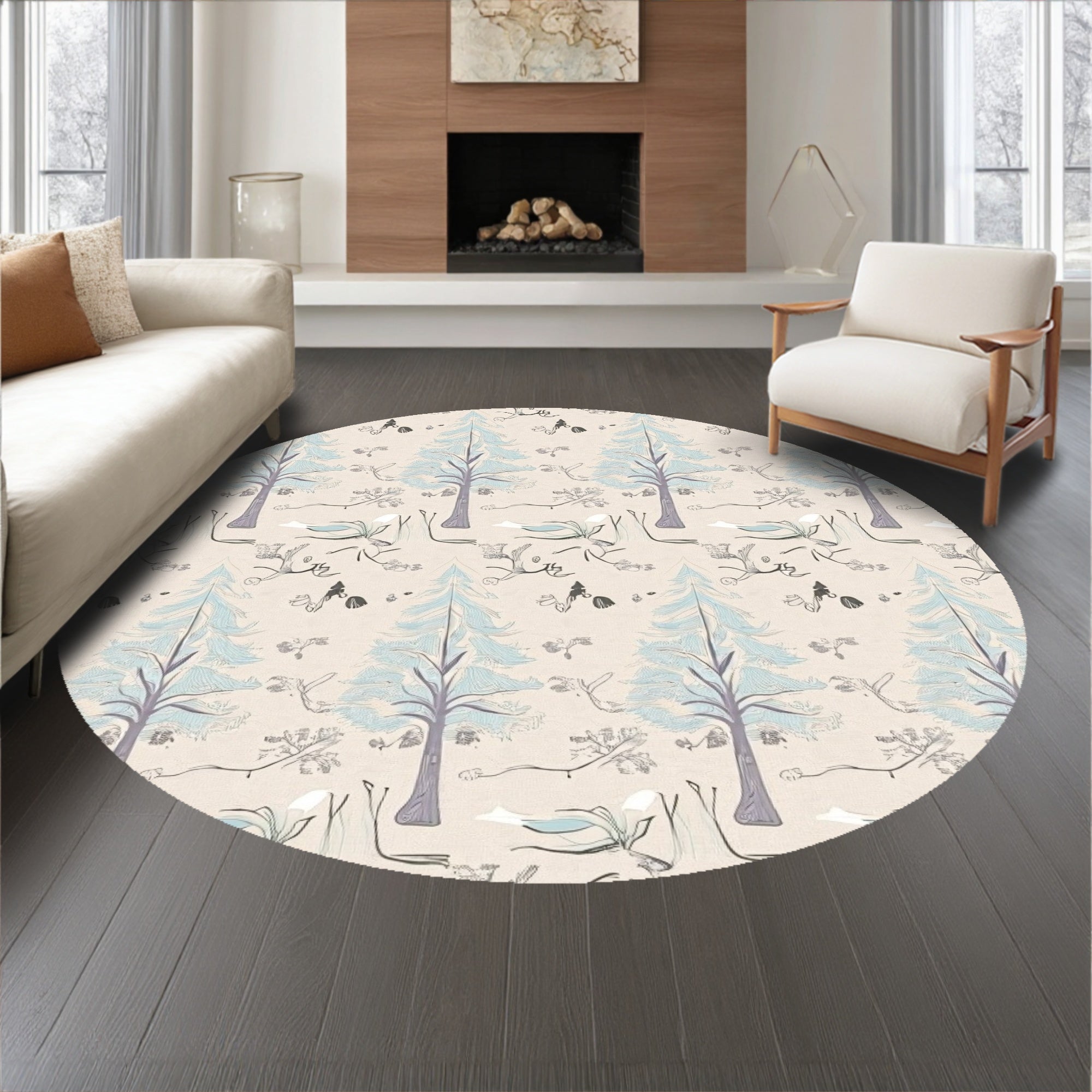 Enchanted Forest Snowfall Holiday Decorative Accent(Beige)