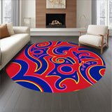 Interlocking Wave Motif with Abstract Floral Accents Modern Art Design (Red)