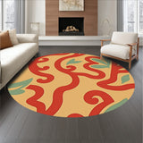 Contemporary Boho Floral Arrangement With Curved Petal Shapes(Red)