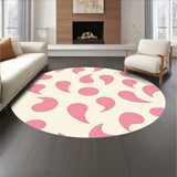 Retro Curved Motif Abstract Minimalist Decorative Floor Covering(Pink)