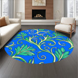 Boho Wave Garden with Whimsical Floral and Leaf Swirls (Blue)