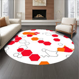 Modern Hexagonal Pile Textile with Bold Interlocking Honeycomb (Red)