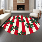 Cane Stripe Holiday with Holly Leaf Accents(Red)