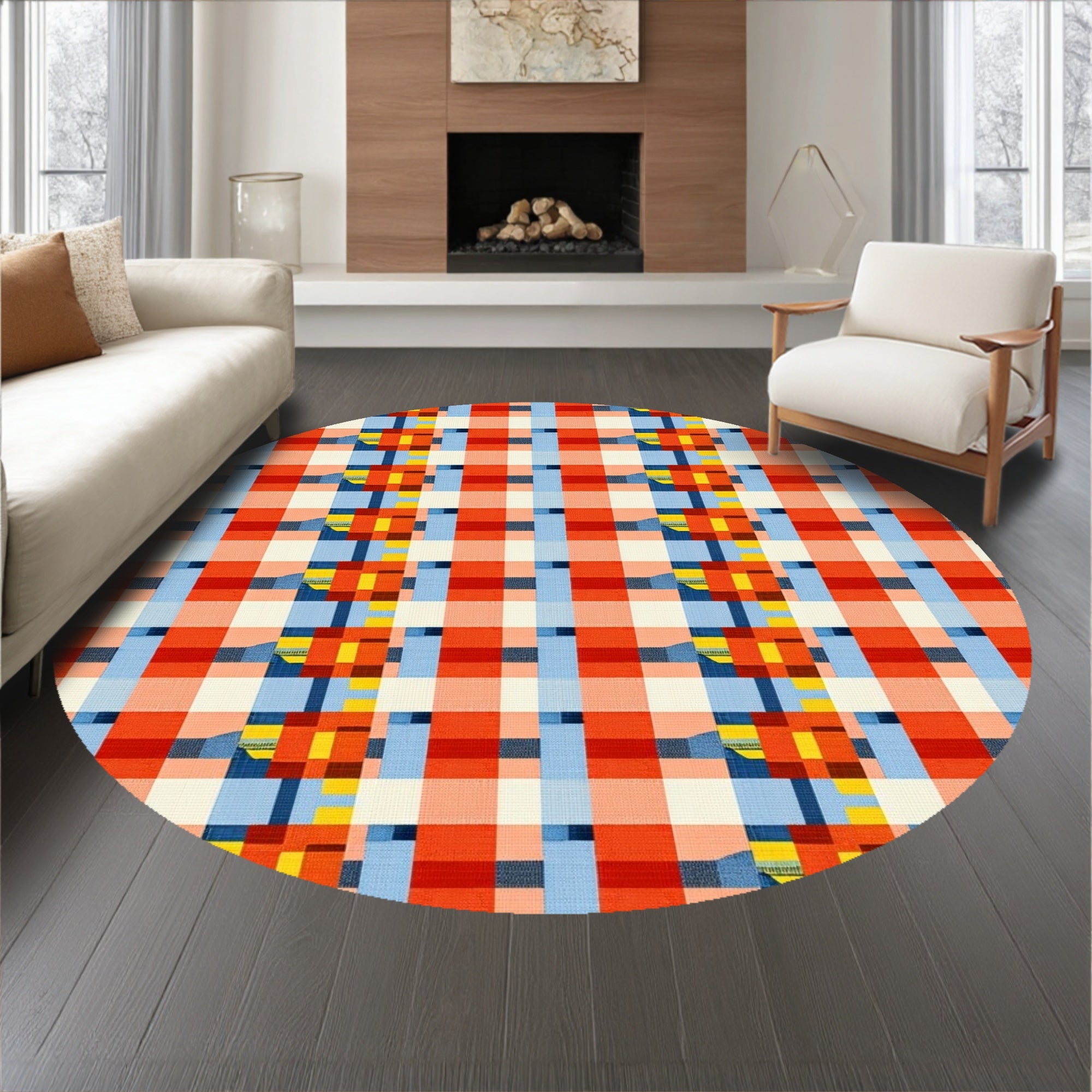 Nordic Heritage Interlocking Patchwork Plaid(Red)