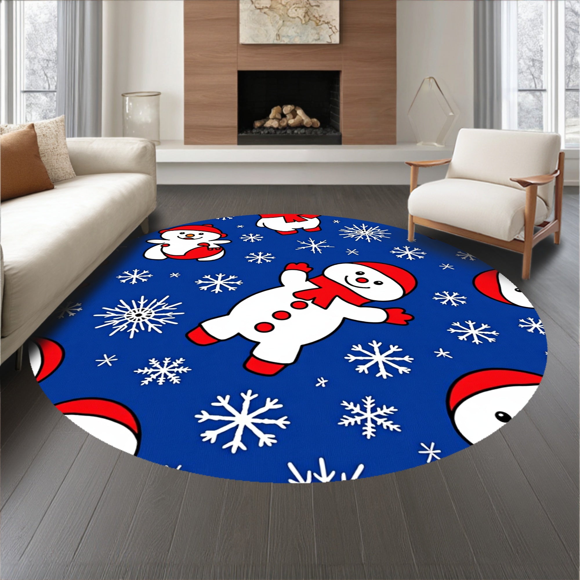 Festive Snowman Holiday with Sparkling Winter Wonderland Design(Blue)