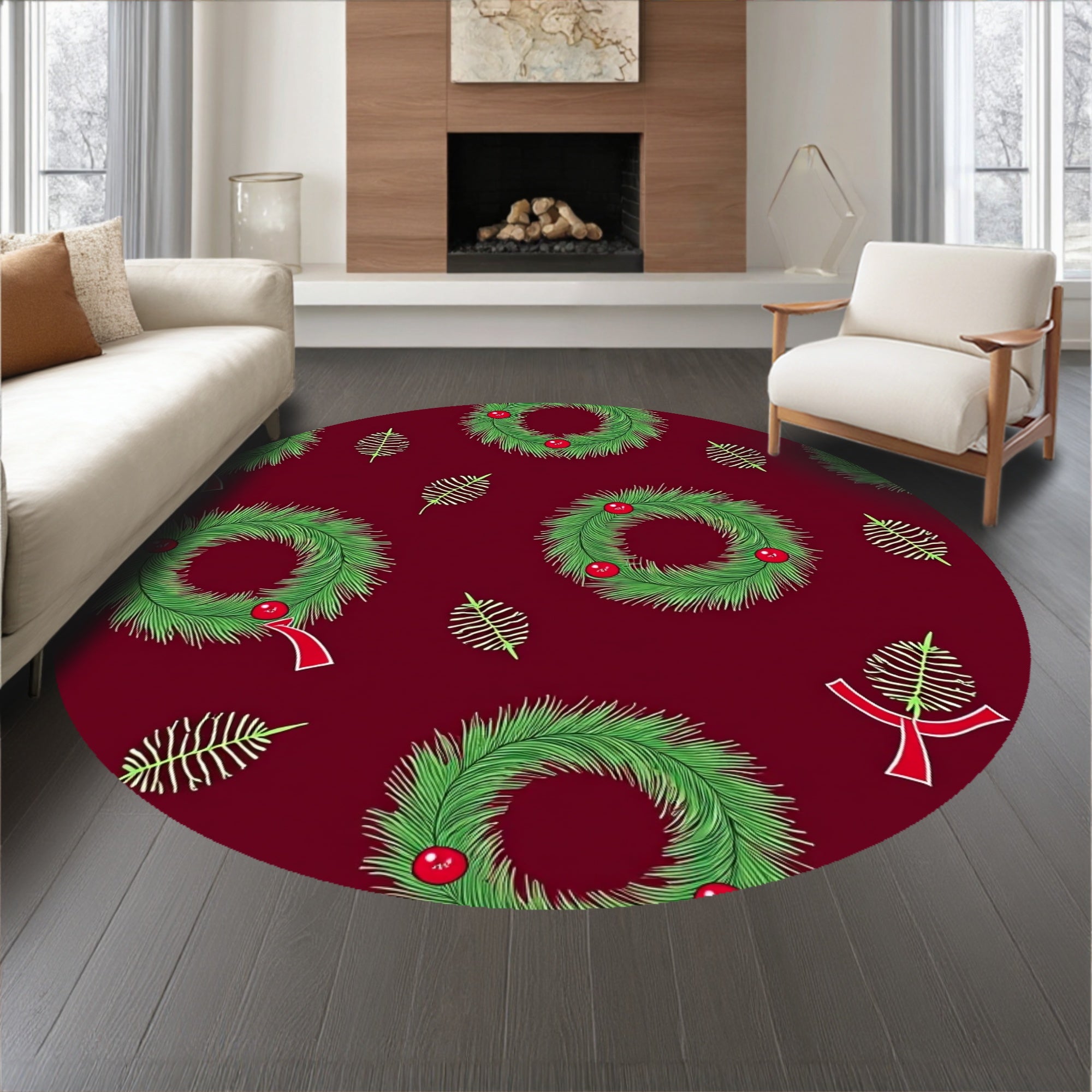 Elegant Pinecone Wreath Botanical Seasonal Adornment(Red)