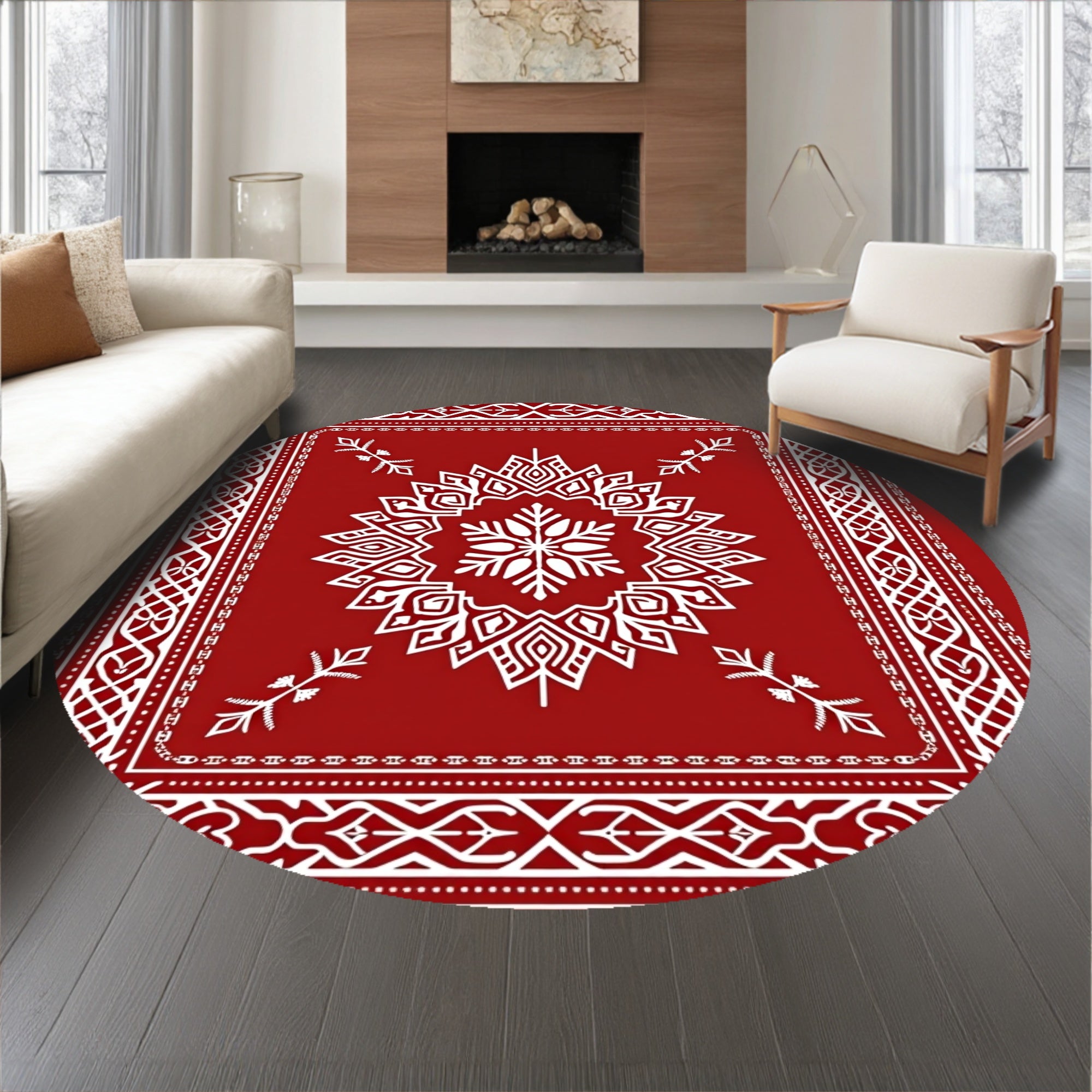 Nordic Interlocking Snowflake Medallion Festive(Red)