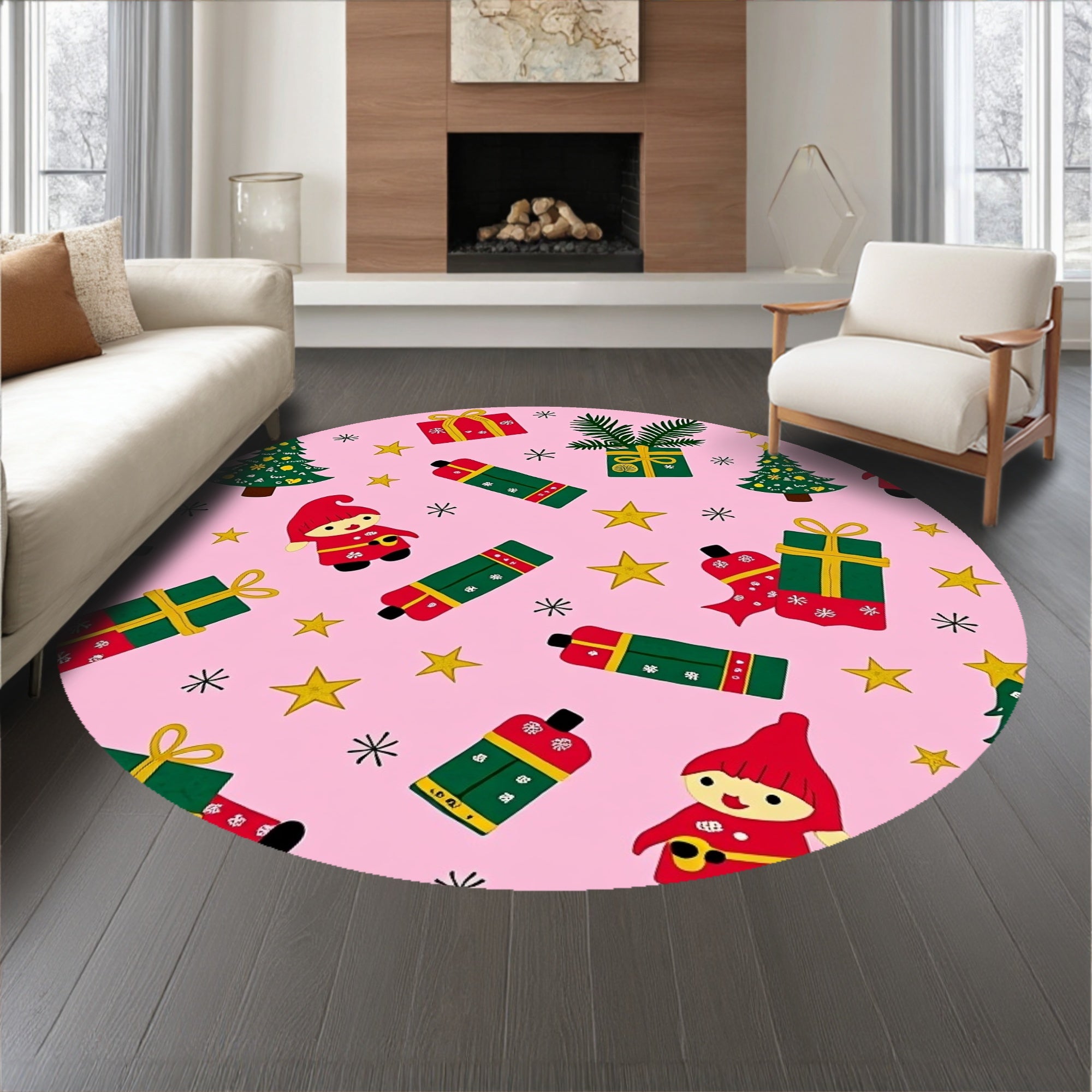 Winter Woodland Gnome Gift Box Absorbent Floor(Pink)