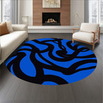 Interlocking Waves Motif in Midnight and Cobalt Modern Abstract Design (Blue) - ODIKA