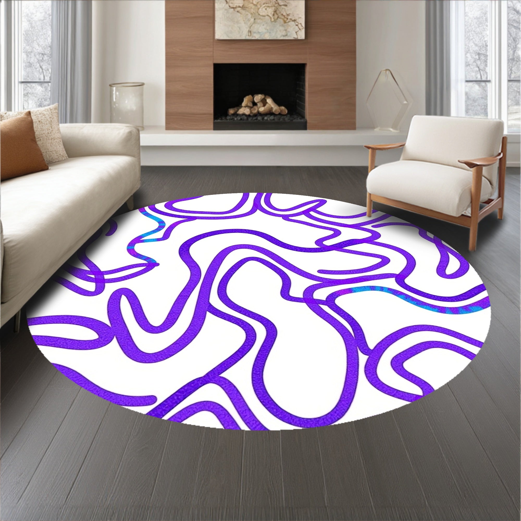 Modern Interlocking Wave Mosaic with Iridescent Highlights(Purple)