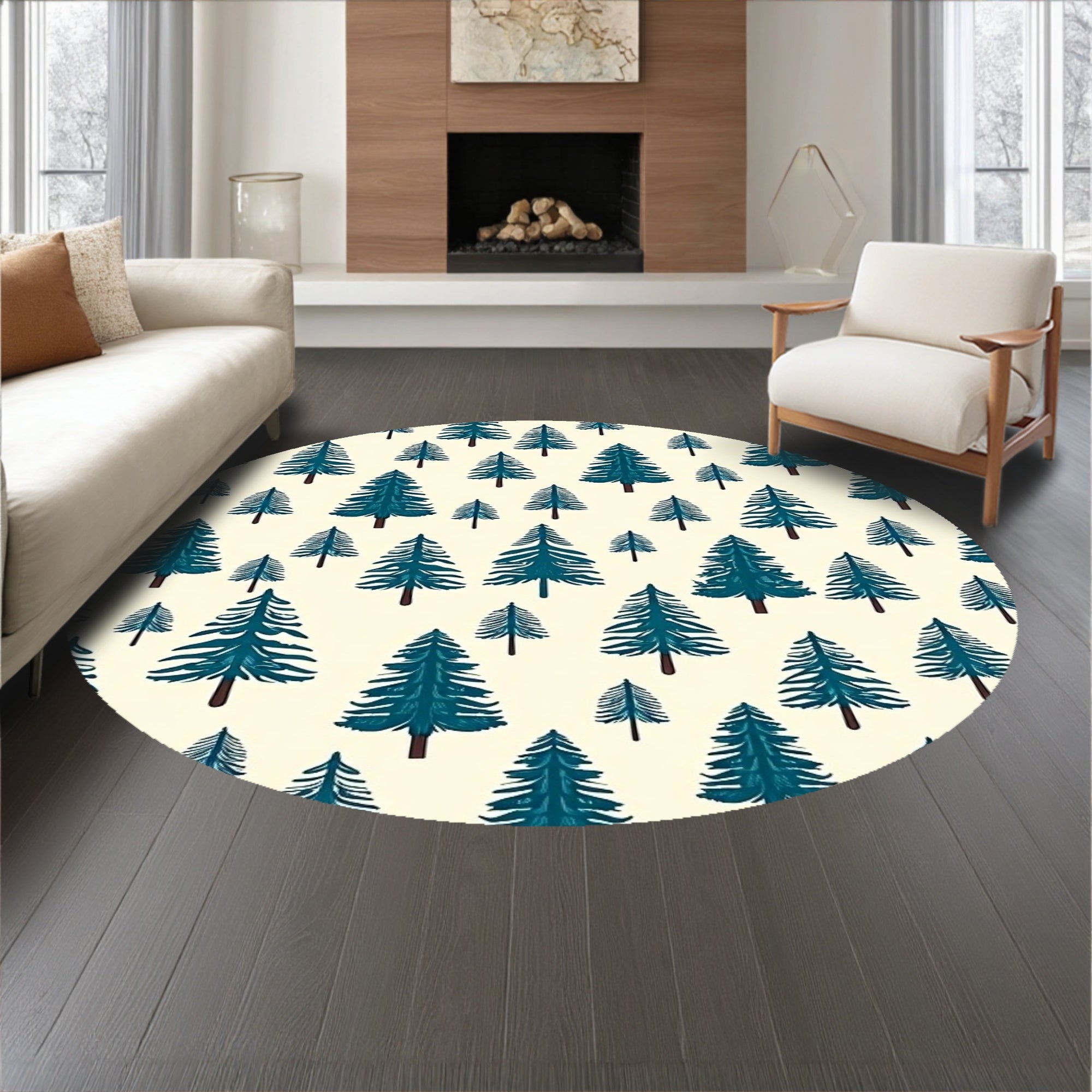 Evergreen Tannenbaum Holiday Floor Accent With Decorative Motif(Ivory)