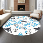 Abstract Cat Mosaic with Stylized Florals (Blue) - ODIKA