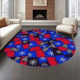 Holiday Checkered Forest with Snowy Starburst and Pinecone(Red)