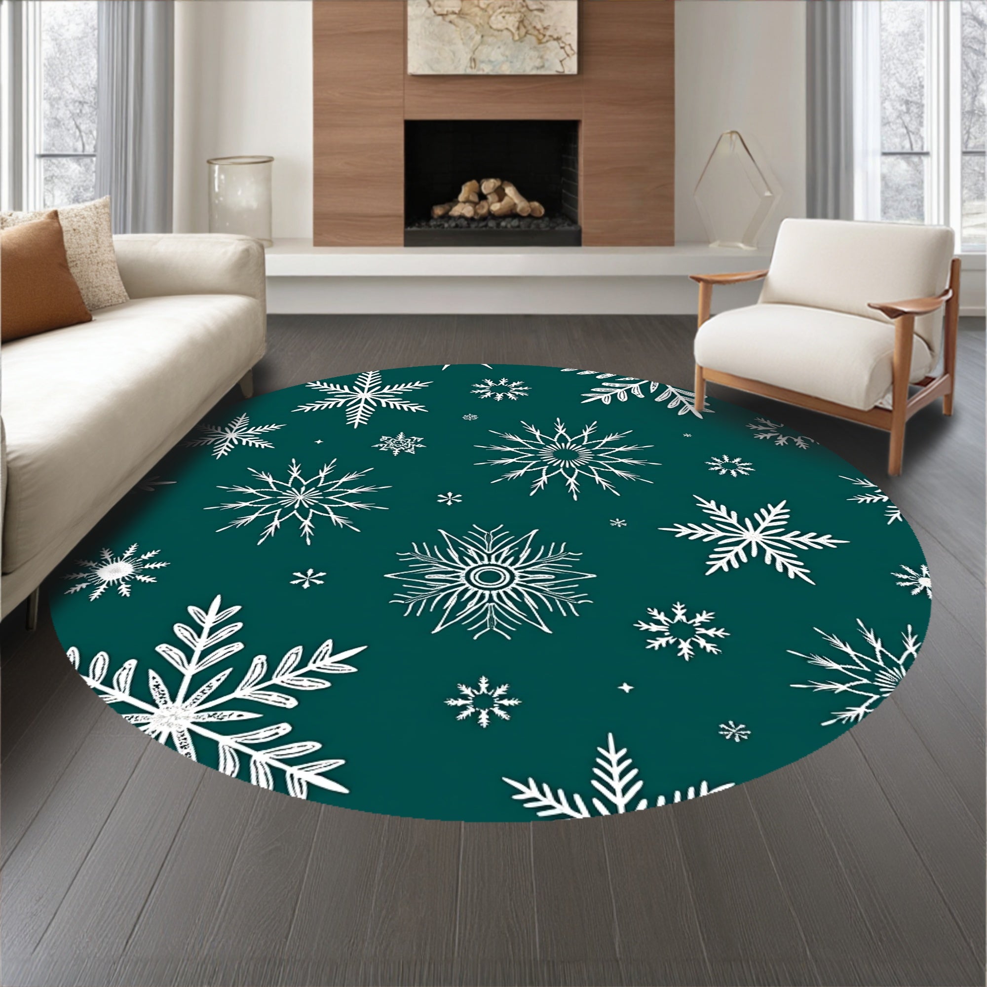 Festive Snowflake Winter Wonderland Throw(Green)